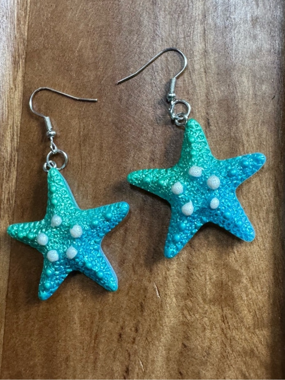 ❤️ Teal Turquoise Starfish Dangle Earrings Silver Cute Ocean Beach Accessory Set